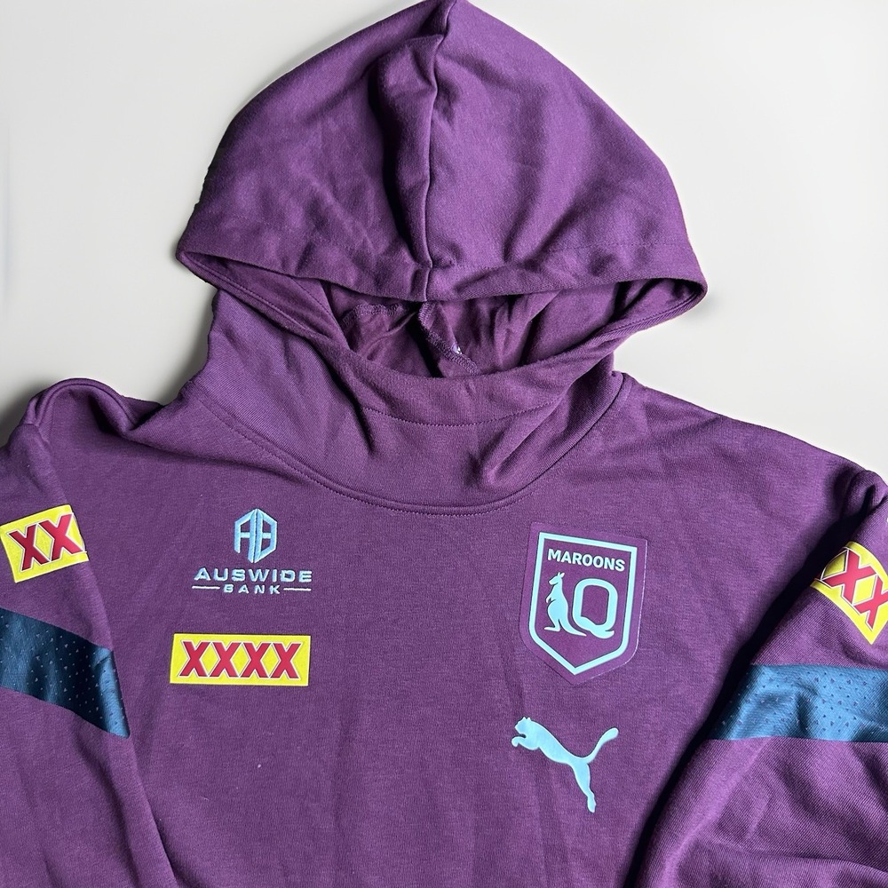 Puma Queensland Maroons Scuba Hoodie Mens Medium Burgundy State Origin Rugby